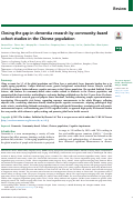 Cover page: Closing the gap in dementia research by community-based cohort studies in the Chinese population.