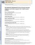 Cover page: Pain medication management processes used by oncology outpatients and family caregivers part I: health systems contexts.