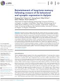 Cover page: Reinstatement of long-term memory following erasure of its behavioral and synaptic expression in Aplysia