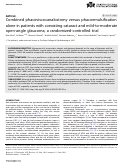 Cover page: Combined phacoviscocanalostomy versus phacoemulsification alone in patients with coexisting cataract and mild-to-moderate open-angle glaucoma; a randomized-controlled trial.