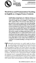 Cover page: Word Stress and Pronunciation Teaching in English as a Lingua Franca Contexts