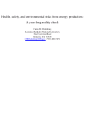 Cover page: Health, safety, and environmental risks from energy production:  A year-long reality check