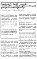 Cover page: Eutectic Al2O3-GdAlO3 composite consolidated by combined rapid quenching and spark plasma sintering technique