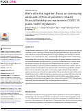 Cover page: We’re all in this together: Focus on community attenuates effects of pandemic-related financial hardship on reactance to COVID-19 public health regulations