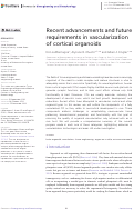 Cover page: Recent advancements and future requirements in vascularization of cortical organoids