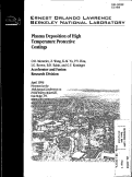 Cover page: Plasma Deposition of High Temperature Protective Coatings