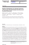 Cover page: Pipeline Embolization for Salvage Treatment of Previously Stented Residual and Recurrent Cerebral Aneurysms