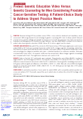 Cover page: Pretest Genetic Education Video Versus Genetic Counseling for Men Considering Prostate Cancer Germline Testing: A Patient-Choice Study to Address Urgent Practice Needs
