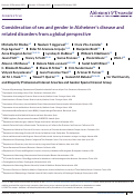 Cover page: Consideration of sex and gender in Alzheimer's disease and related disorders from a global perspective