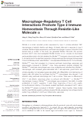 Cover page: Macrophage-Regulatory T Cell Interactions Promote Type 2 Immune Homeostasis Through Resistin-Like Molecule α