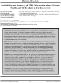 Cover page: Availability and Accuracy of EMS Information about Chronic Health and Medications in Cardiac Arrest