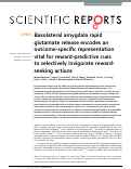 Cover page: Basolateral amygdala rapid glutamate release encodes an outcome-specific representation vital for reward-predictive cues to selectively invigorate reward-seeking actions.