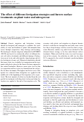 Cover page: The effect of different fertigation strategies and furrow surface treatments on plant water and nitrogen use