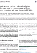 Cover page: Anti-amyloid treatment is broadly effective in neuronopathic mucopolysaccharidoses and synergizes with gene therapy in MPS-IIIA