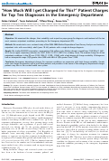 Cover page: "How much will I get charged for this?" Patient charges for top ten diagnoses in the emergency department.