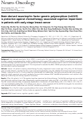 Cover page: Brain-derived neurotrophic factor genetic polymorphism (rs6265) is protective against chemotherapy-associated cognitive impairment in patients with early-stage breast cancer