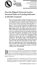 Cover page: Does the Flipped Classroom Lead to Increased Gains of Learning Outcomes in ESL/EFL Contexts?