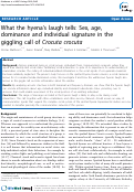 Cover page: What the hyena's laugh tells: Sex, age, dominance and individual signature in the giggling call of Crocuta crocuta