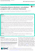 Cover page: Evaluating diverse electronic consultation programs with a common framework.