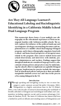 Cover page: Are They All Language Learners?: Educational Labeling and Raciolinguistic Identifying in a California Middle School Dual Language Program