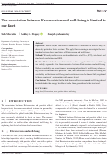 Cover page: The association between Extraversion and well‐being is limited to one facet