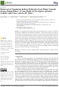 Cover page: Retrieval of Vegetation Indices Related to Leaf Water Content from a Single Index: A Case Study of Eucalyptus globulus (Labill.) and Pinus radiata (D. Don.).