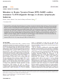 Cover page: Mutation in Bruton Tyrosine Kinase (BTK) A428D confers resistance To BTK-degrader therapy in chronic lymphocytic leukemia.