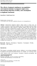 Cover page: The effects of migrant remittances on population–environment dynamics in migrant origin areas: international migration, fertility, and consumption in highland Guatemala