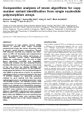 Cover page: Comparative analyses of seven algorithms for copy number variant identification from single nucleotide polymorphism arrays