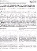 Cover page: The Impact of Frailty on Changes in Physical Function and Disease Activity Among Adults With Rheumatoid Arthritis