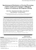 Cover page: Spatiotemporal distribution of cortical processing of first and second languages in bilinguals. I. Effects of proficiency and linguistic setting