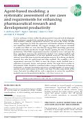 Cover page: Agent‐based modeling: a systematic assessment of use cases and requirements for enhancing pharmaceutical research and development productivity