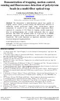 Cover page: Demonstration of trapping, motion control, sensing and fluorescence detection of polystyrene beads in a multi-fiber optical trap