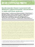 Cover page: Cerebrovascular disease is associated with Alzheimer’s plasma biomarker concentrations in adults with Down syndrome