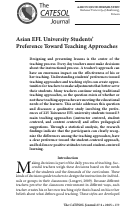 Cover page: Asian EFL University Students’ Preference Toward Teaching Approaches