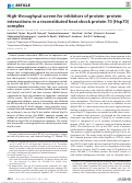 Cover page: High-throughput screen for inhibitors of protein–protein interactions in a reconstituted heat shock protein 70 (Hsp70) complex