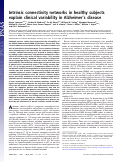 Cover page: Intrinsic connectivity networks in healthy subjects explain clinical variability in Alzheimer’s disease