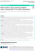 Cover page: What matters when exploring fidelity when using health IT to reduce disparities?