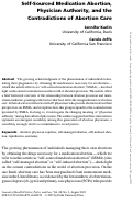 Cover page: Self-Sourced Medication Abortion, Physician Authority, and the Contradictions of Abortion Care