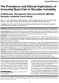 Cover page: The Prevalence and Clinical Implications of Comorbid Back Pain in Shoulder Instability: A Multicenter Orthopaedic Outcomes Network (MOON) Shoulder Instability Cohort Study