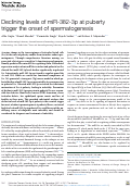 Cover page: Declining levels of miR-382-3p at puberty trigger the onset of spermatogenesis