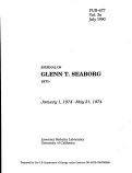 Cover page: Journal of Glenn T. Seaborg - 1971-1979 Vol. 3a: January 1, 1974 - May 31, 1974: