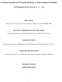 Cover page: An Experimental and Theoretical Study on the Ionization Energies of Polyynes (H-(C = C)n-H; n = 1 - 9)