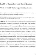 Cover page: Lead-Free Organic–Perovskite Hybrid Quantum Wells for Highly Stable Light-Emitting Diodes