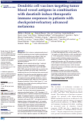 Cover page: Dendritic cell vaccines targeting tumor blood vessel antigens in combination with dasatinib induce therapeutic immune responses in patients with checkpoint-refractory advanced melanoma