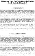 Cover page: Discussion: How Can Technology be Used to Teach Statistical Practice?