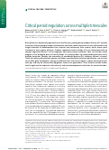 Cover page: Critical period regulation across multiple timescales