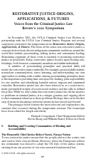 Cover page: Restorative Justice Origins, Applications, &amp; Futures: Voices from the Criminal Justice Law Review's 2021 Symposium