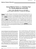 Cover page: Group medical visits as a teaching tool in a family medicine clerkship.