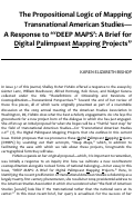 Cover page: The Propositional Logic of Mapping Transnational American Studies—A Response to “‘Deep Maps’: A Brief for Digital Palimpsest Mapping Projects”